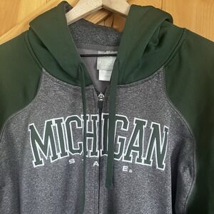 Knights Apparel Michigan‎ State Spartans Men's 2XL Full Zip Hoodie Gray Green